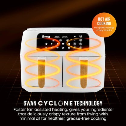 Air Fryer 8L Dual Basket 13 Presets Match Cook White