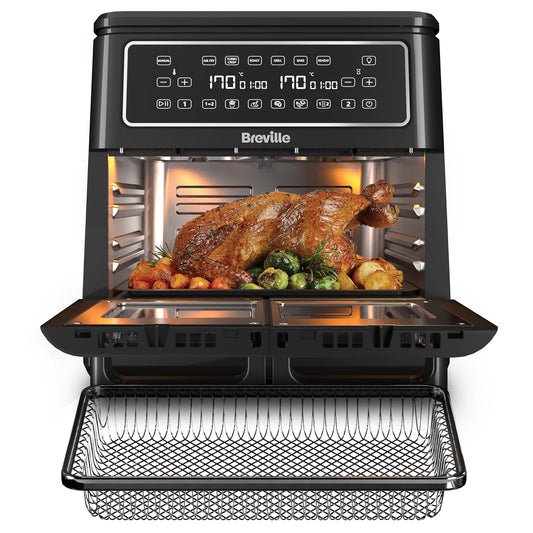 Dual Zone Digital Air Fryer 11L 2400W 10 Presets Black