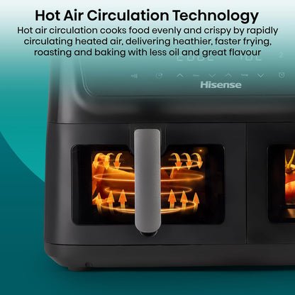 Air Fryer 11L Dual Zone 2700W Colour Touch Display 8 Functions Black